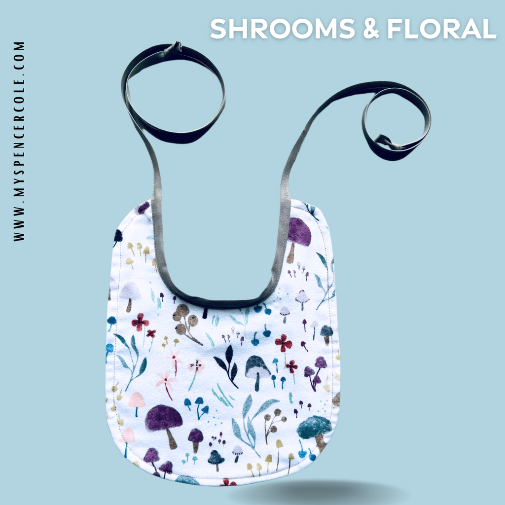Shroom and Floral Baby Bib