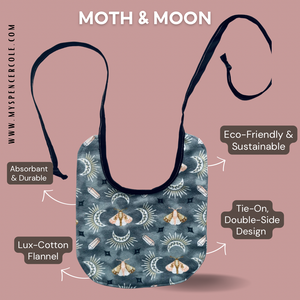 Moon, Moth, Crystal Baby Bib