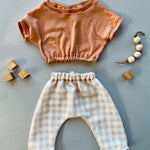 Tan Gingham, Linen Pants