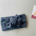 Organic Charcoal Top Knot Bow, Head Wrap