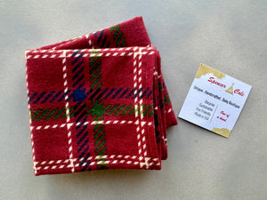Christmas Maroon Plaid Burp Cloths
