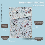 Shroom and Floral, Burp Cloth