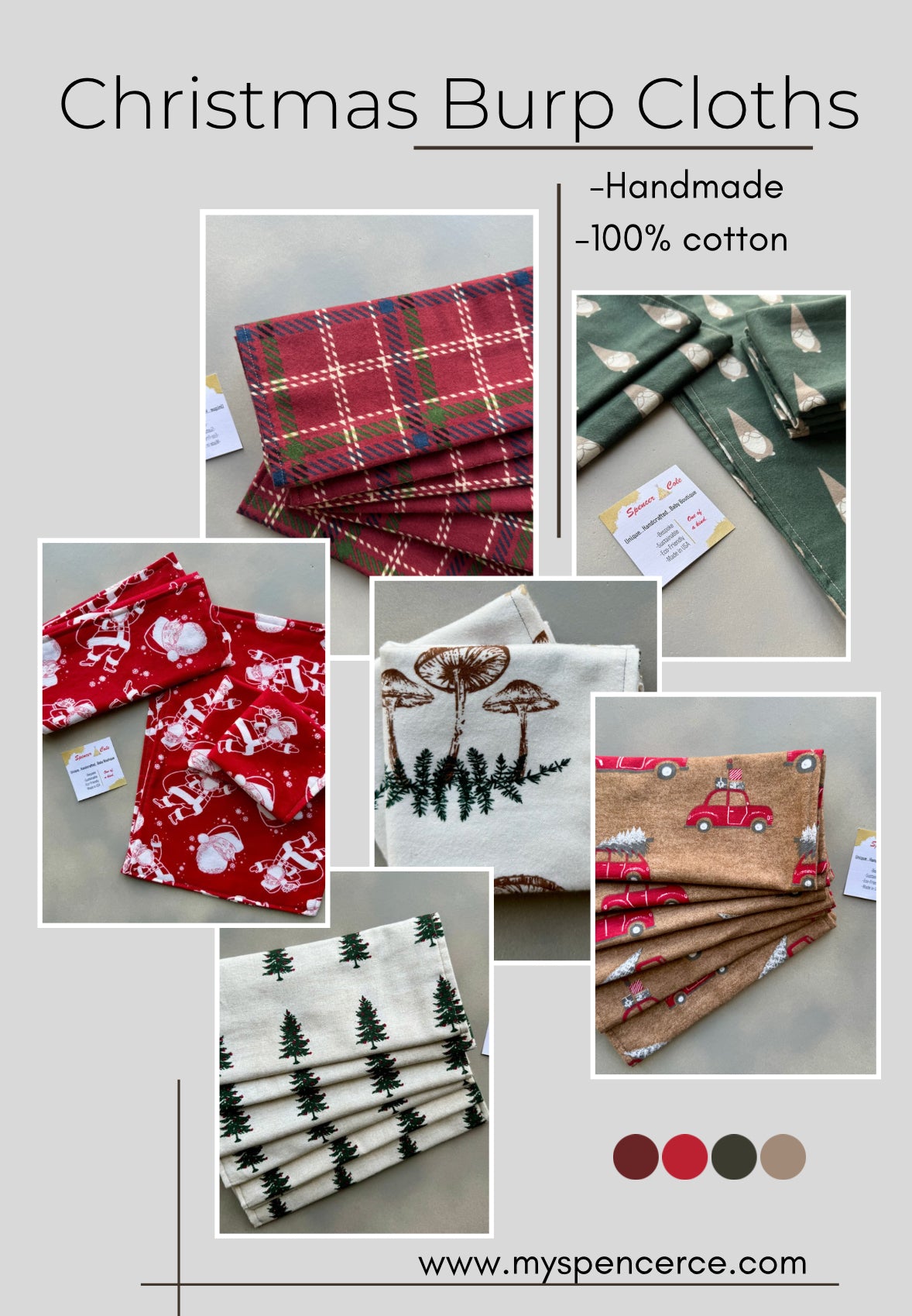 Christmas Mushrooms Burp Cloths
