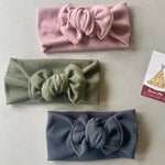 Organic Charcoal Top Knot Bow, Head Wrap