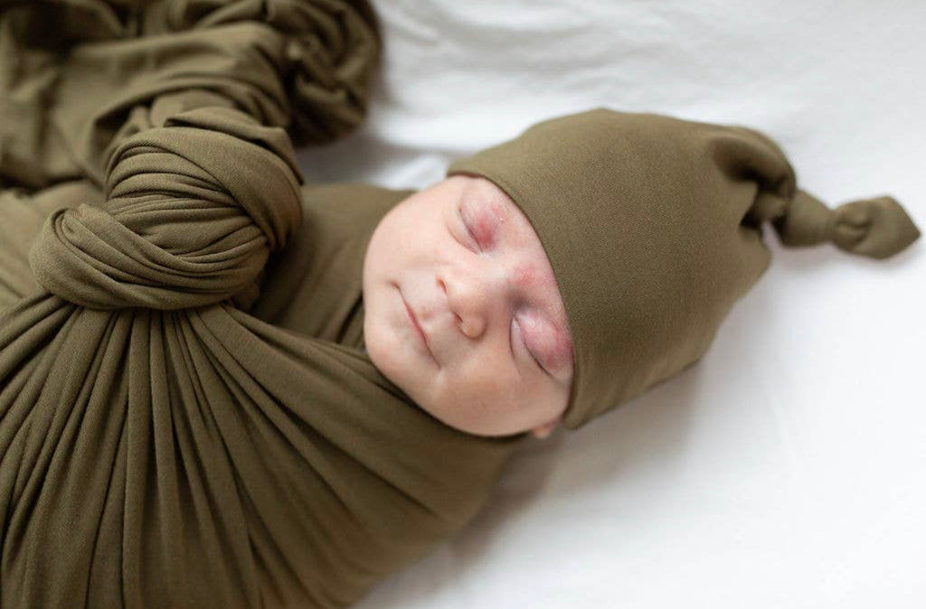 Olive Green, Baby Swaddle Blanket