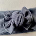 Organic Charcoal Top Knot Bow, Head Wrap