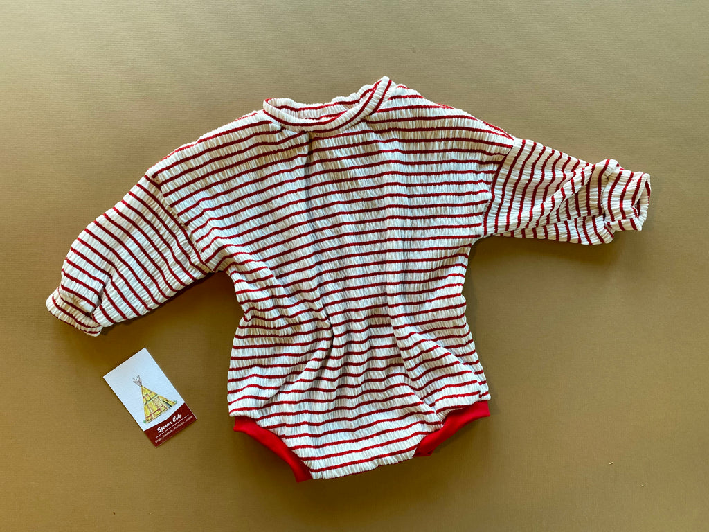Red and White Stripes Sweater Romper