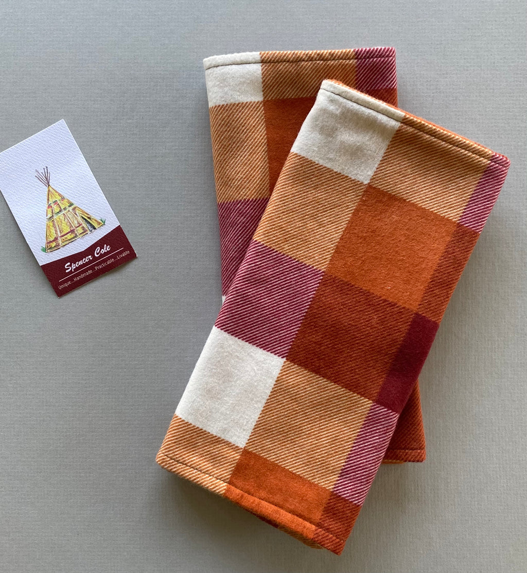 Fall Orange And Red Plaid, Flannel Burp Cloth
