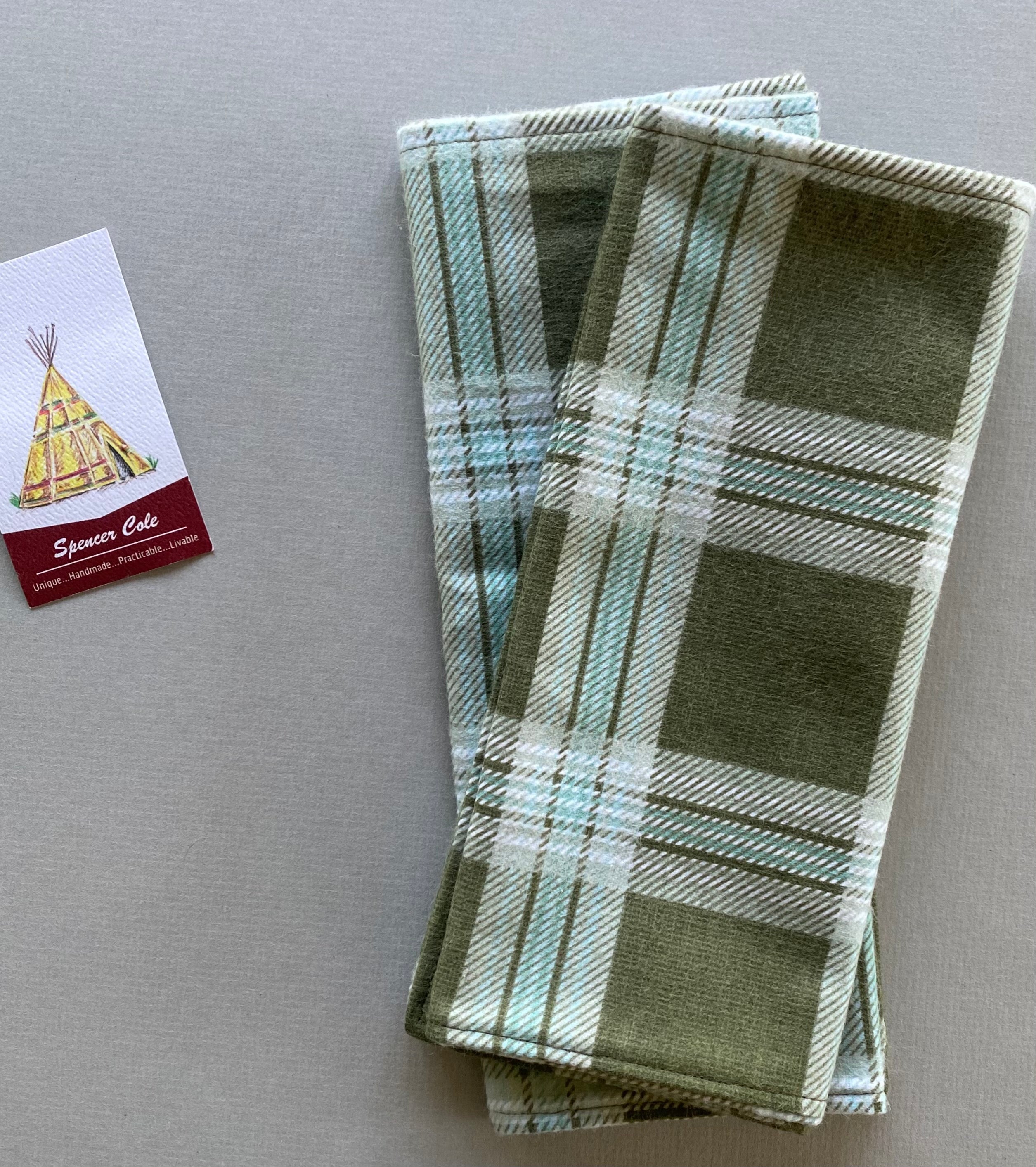 Mint Blue And Green Plaid, Flannel Burp Cloth