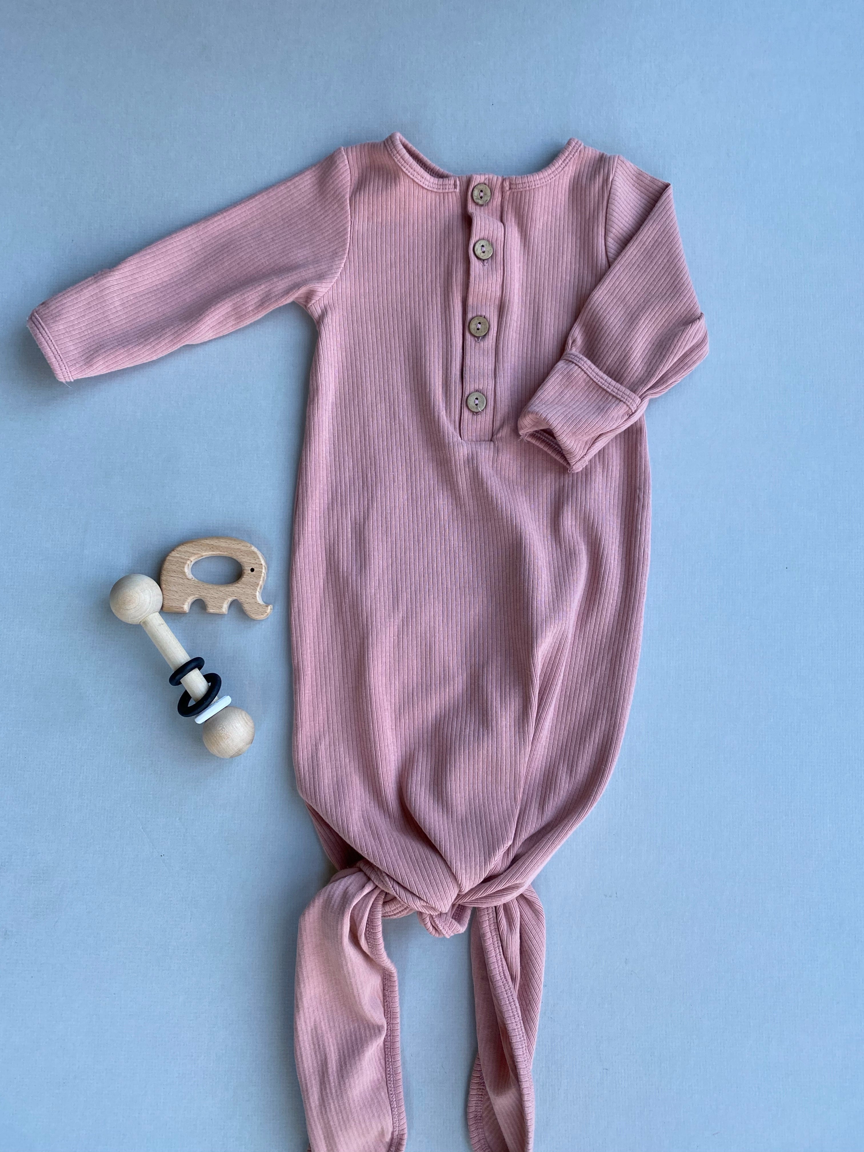 Mauve Pink, Knotted Baby Gown