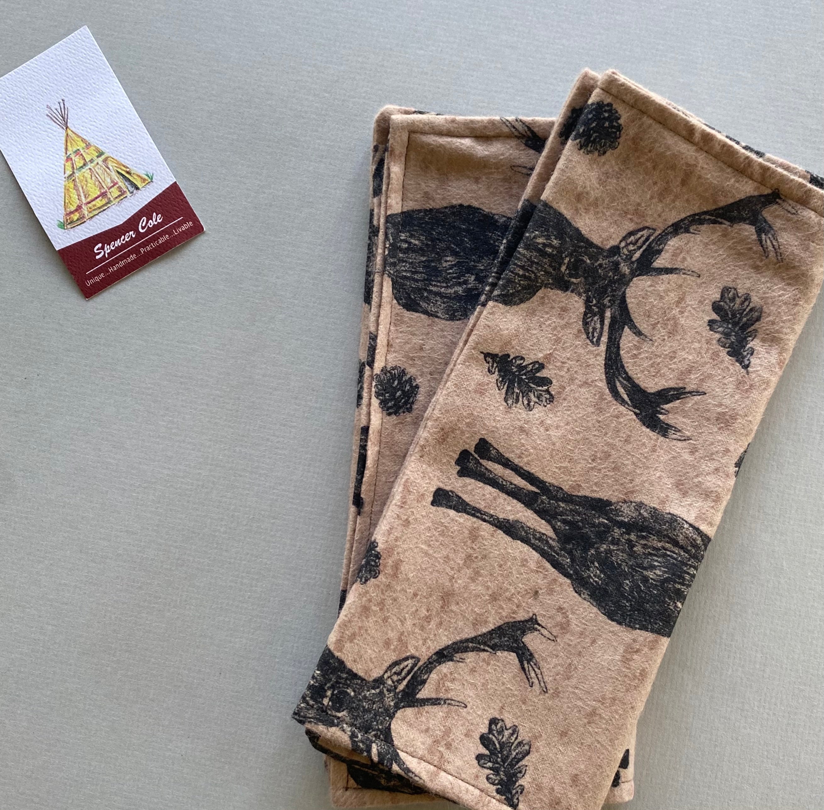 Black Buck Deer On Tan, Flannel Burp Cloth