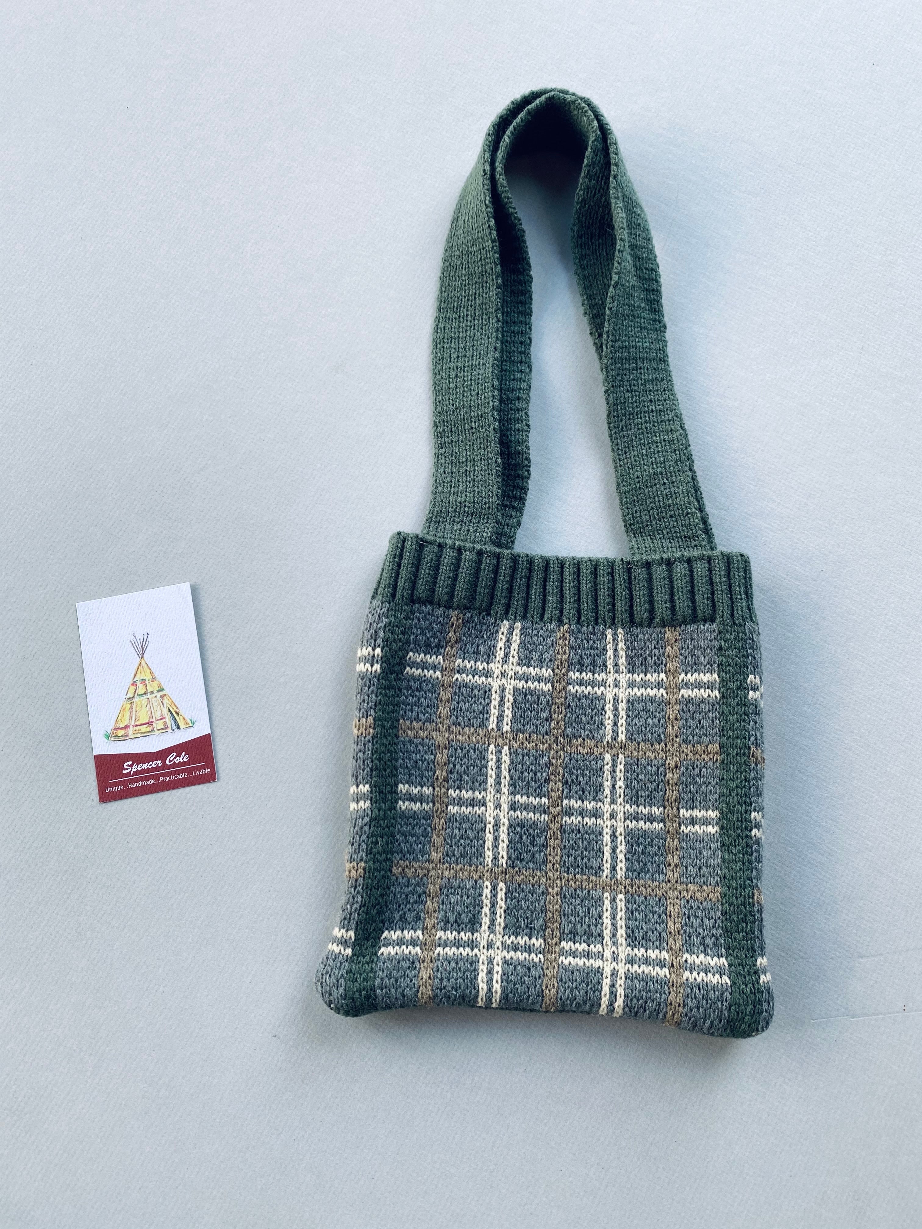 Green And Gray Plaid Wool Purse
