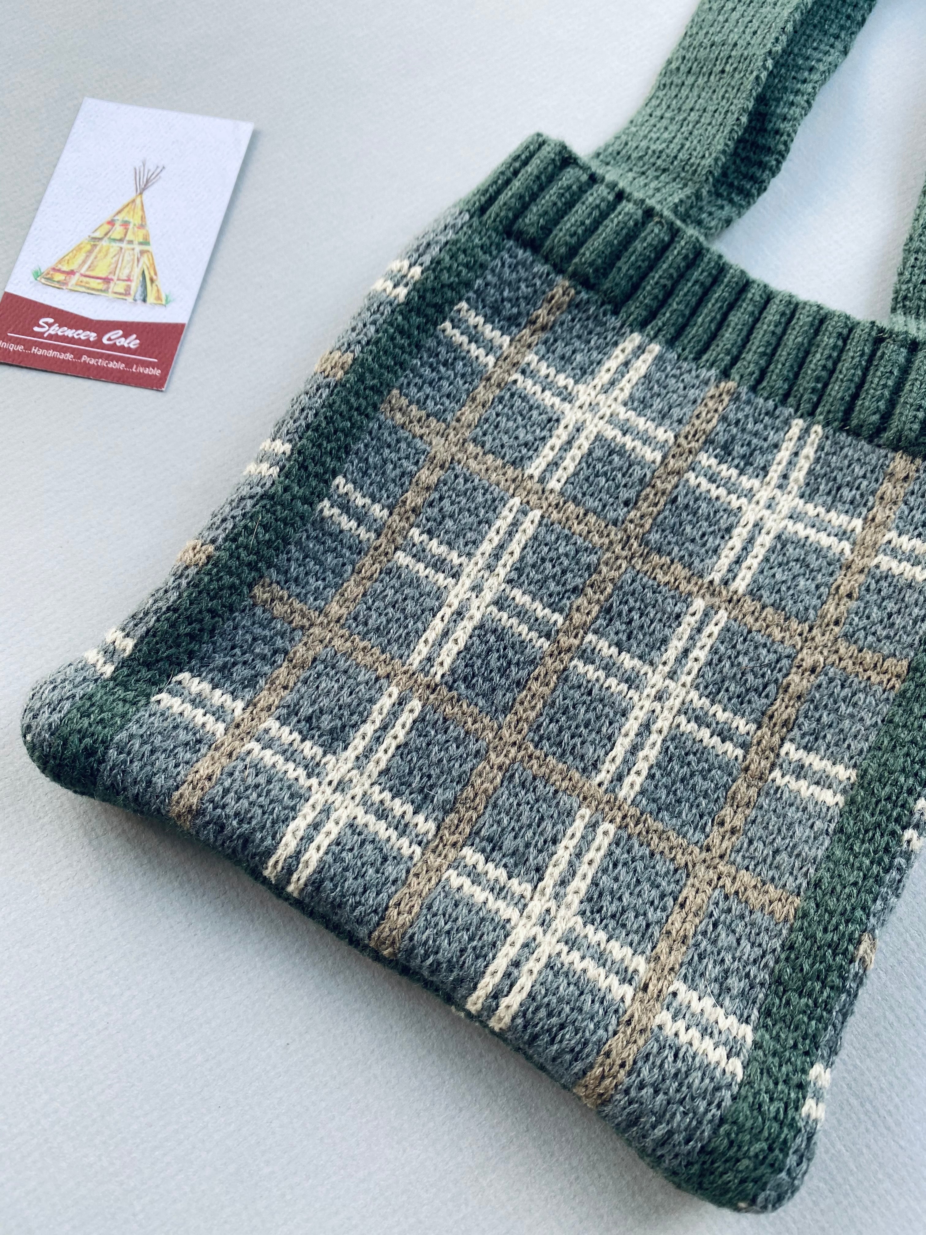 Green And Gray Plaid Wool Purse