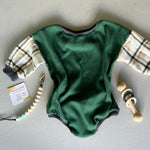 Emerald Green Organic Cotton Baby Romper, Baby Shower Gift